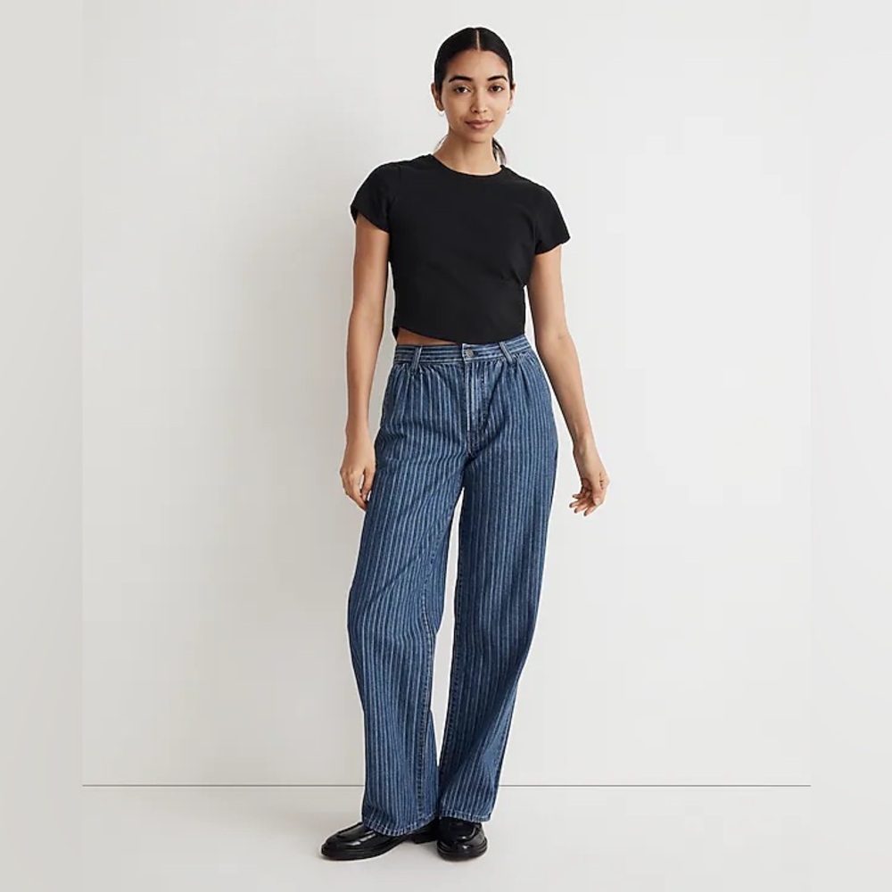 Madewell striped wide leg jean